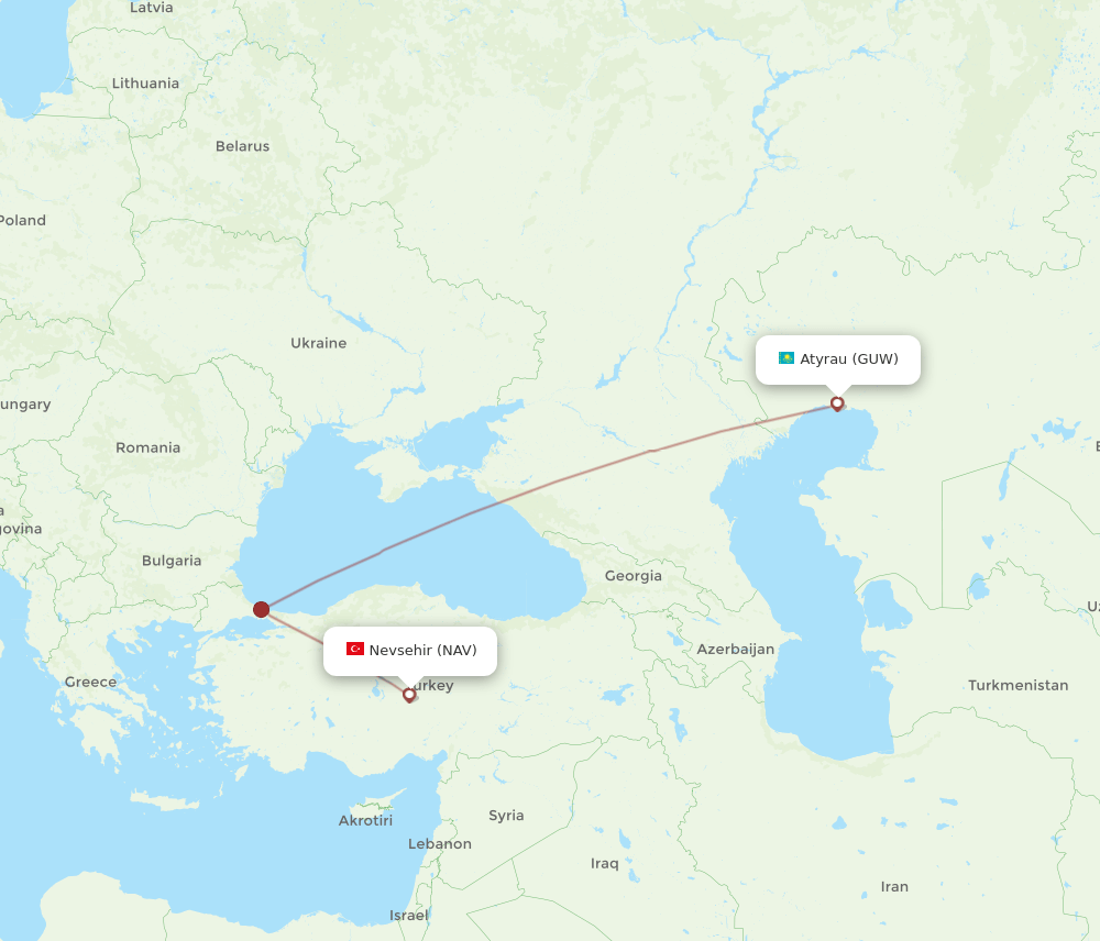 GUW-NAV flight routes