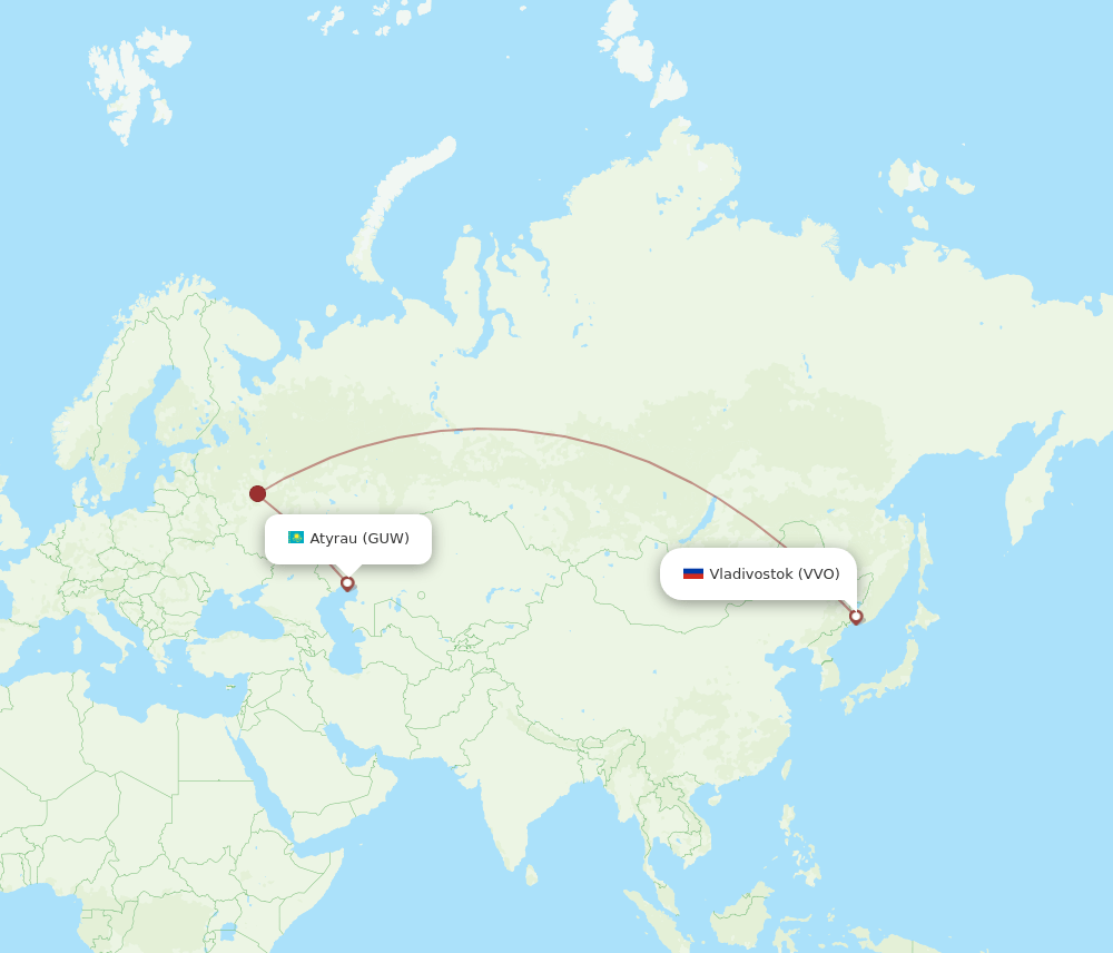 GUW-VVO flight routes