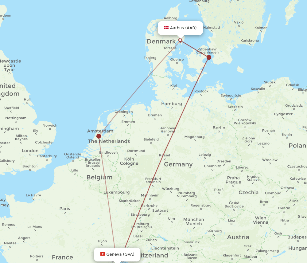 GVA-AAR flight routes