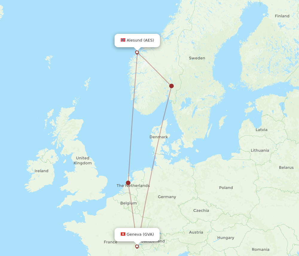 GVA to AES flights and routes map