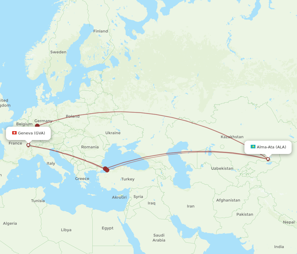 GVA-ALA flight routes