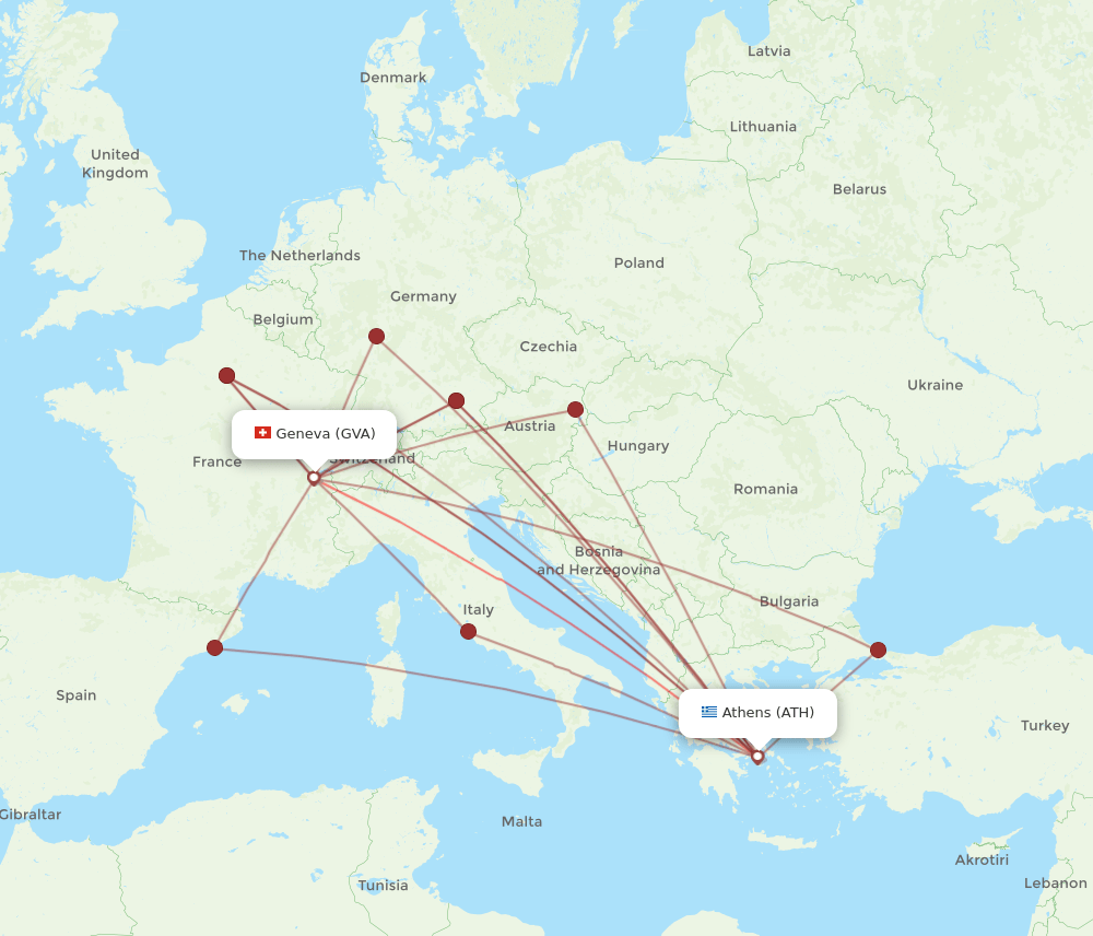 GVA to ATH flights and routes map