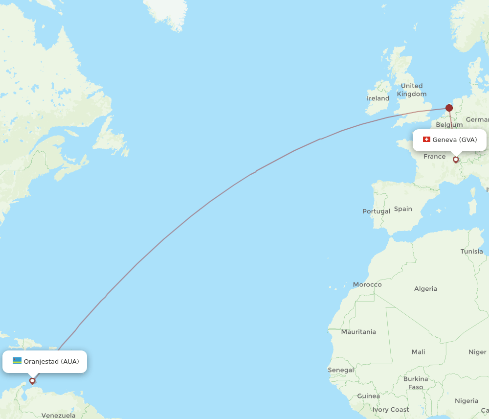 GVA-AUA flight routes