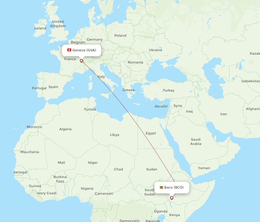 GVA-BCO flight routes