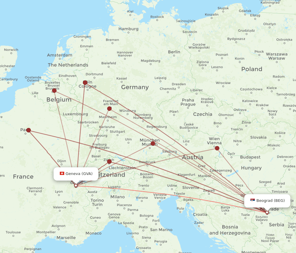GVA-BEG flight routes