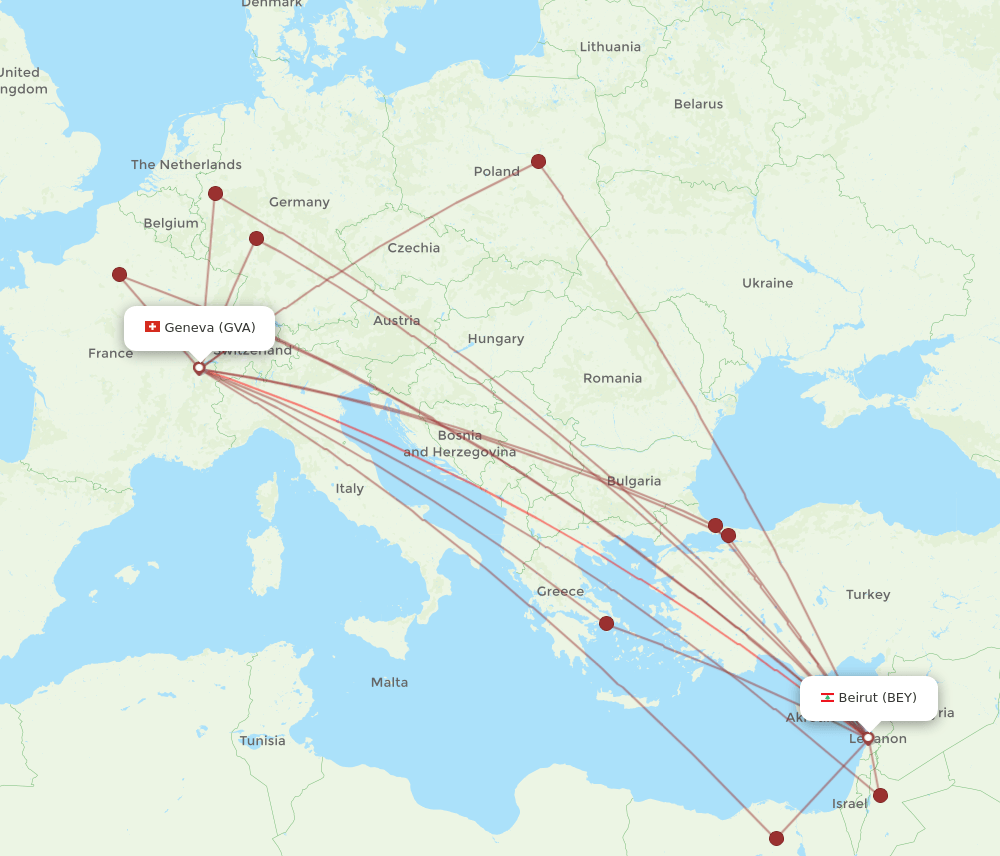 GVA-BEY flight routes