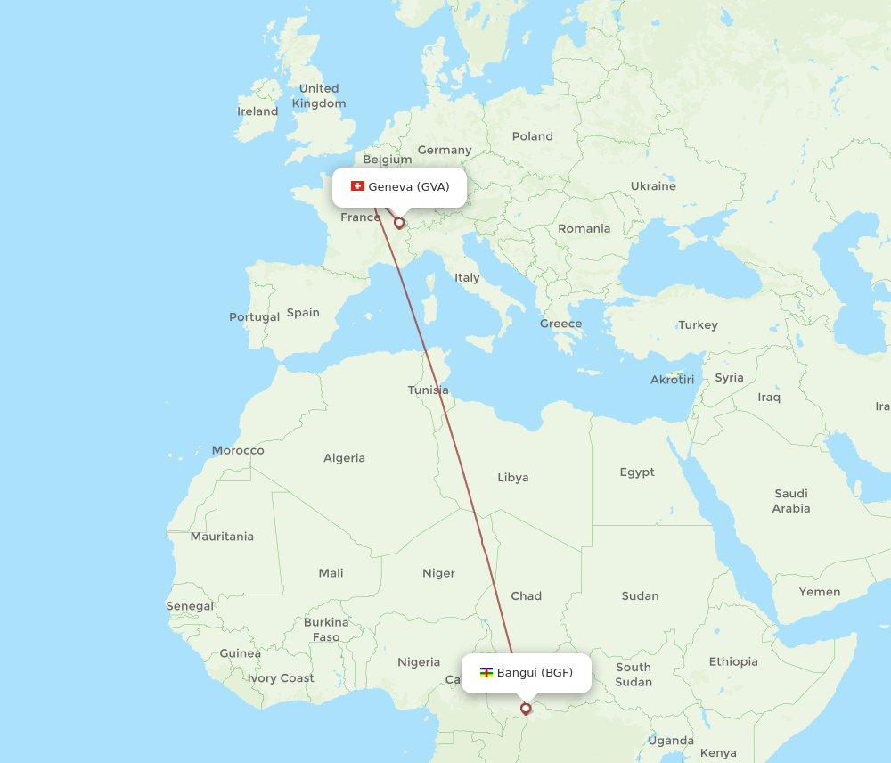 GVA-BGF flight routes