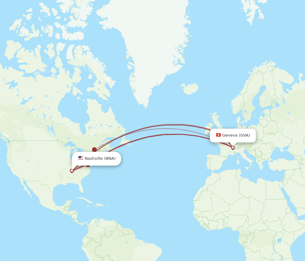 GVA-BNA flight routes