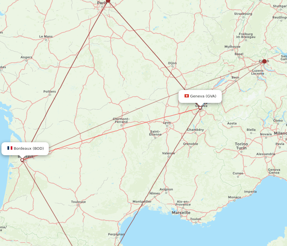 GVA-BOD flight routes