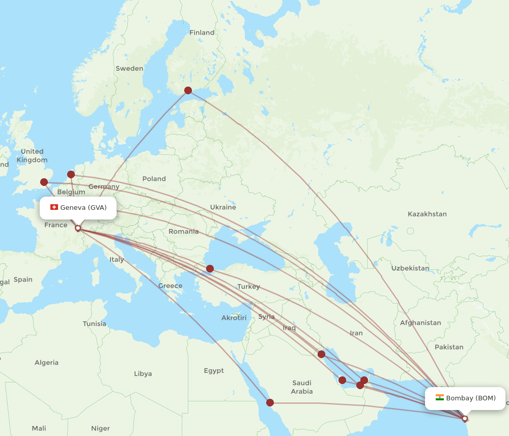 GVA-BOM flight routes
