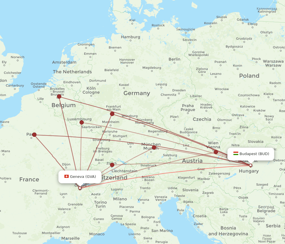 GVA-BUD flight routes