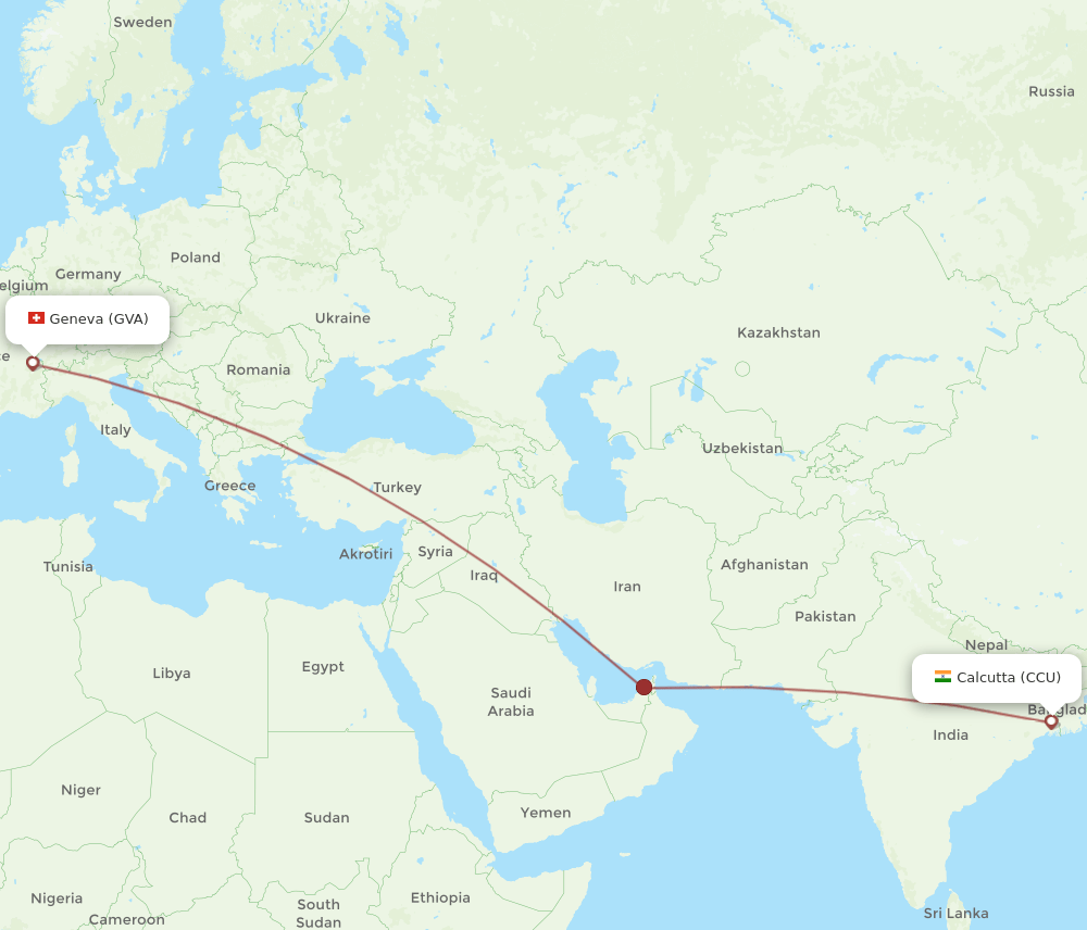 GVA-CCU flight routes