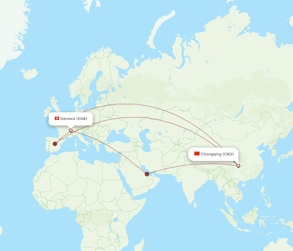 GVA-CKG flight routes