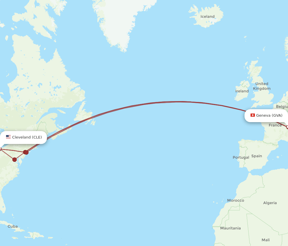 GVA-CLE flight routes
