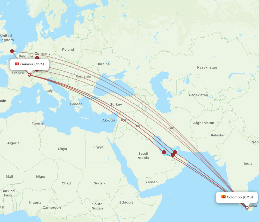 GVA-CMB flight routes