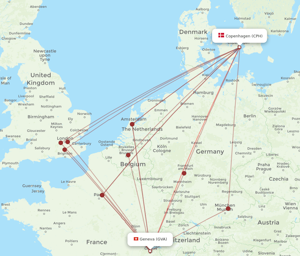 GVA-CPH flight routes