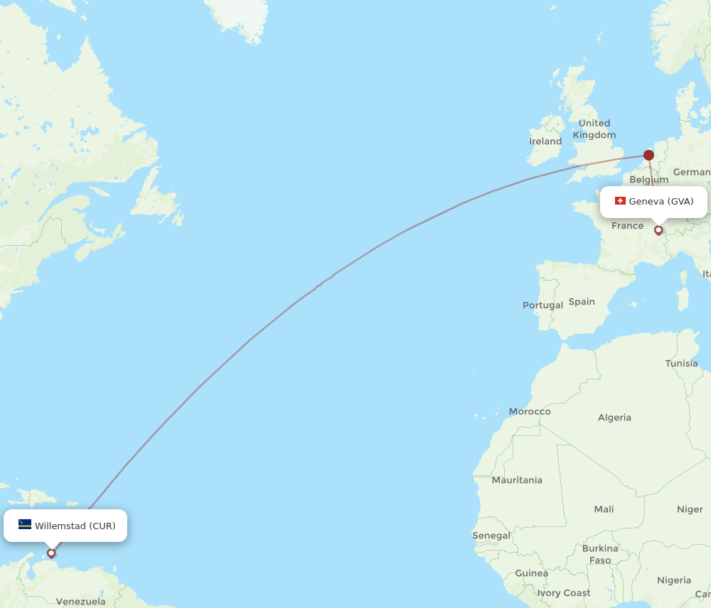 GVA-CUR flight routes