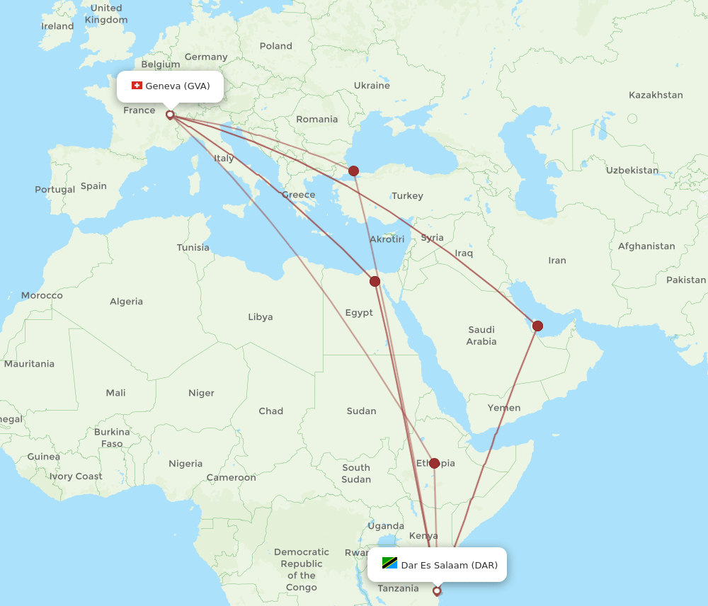 GVA-DAR flight routes