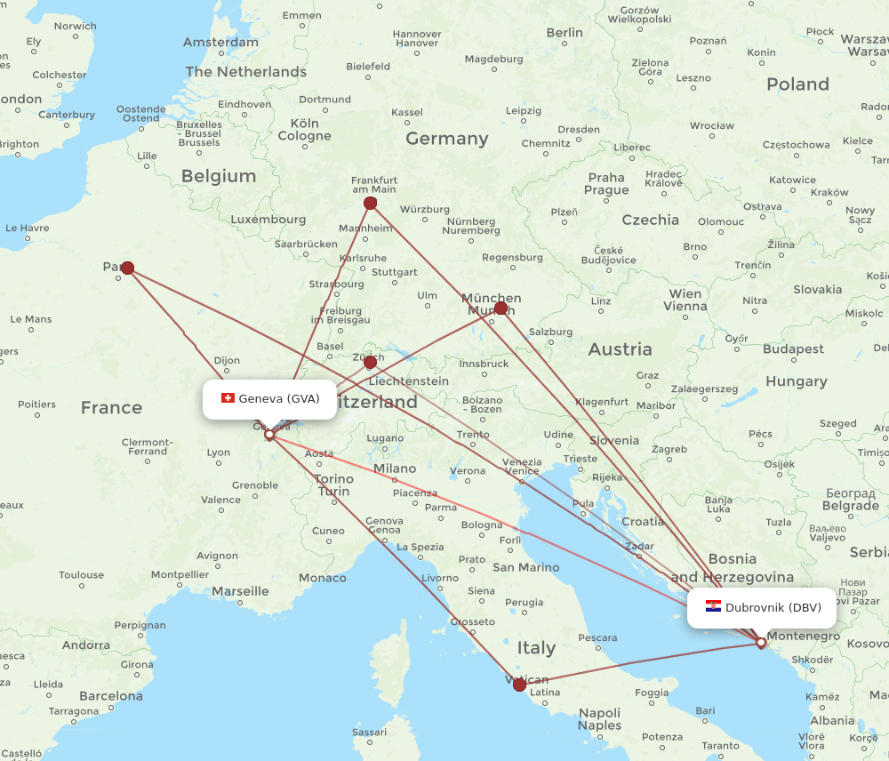 GVA-DBV flight routes