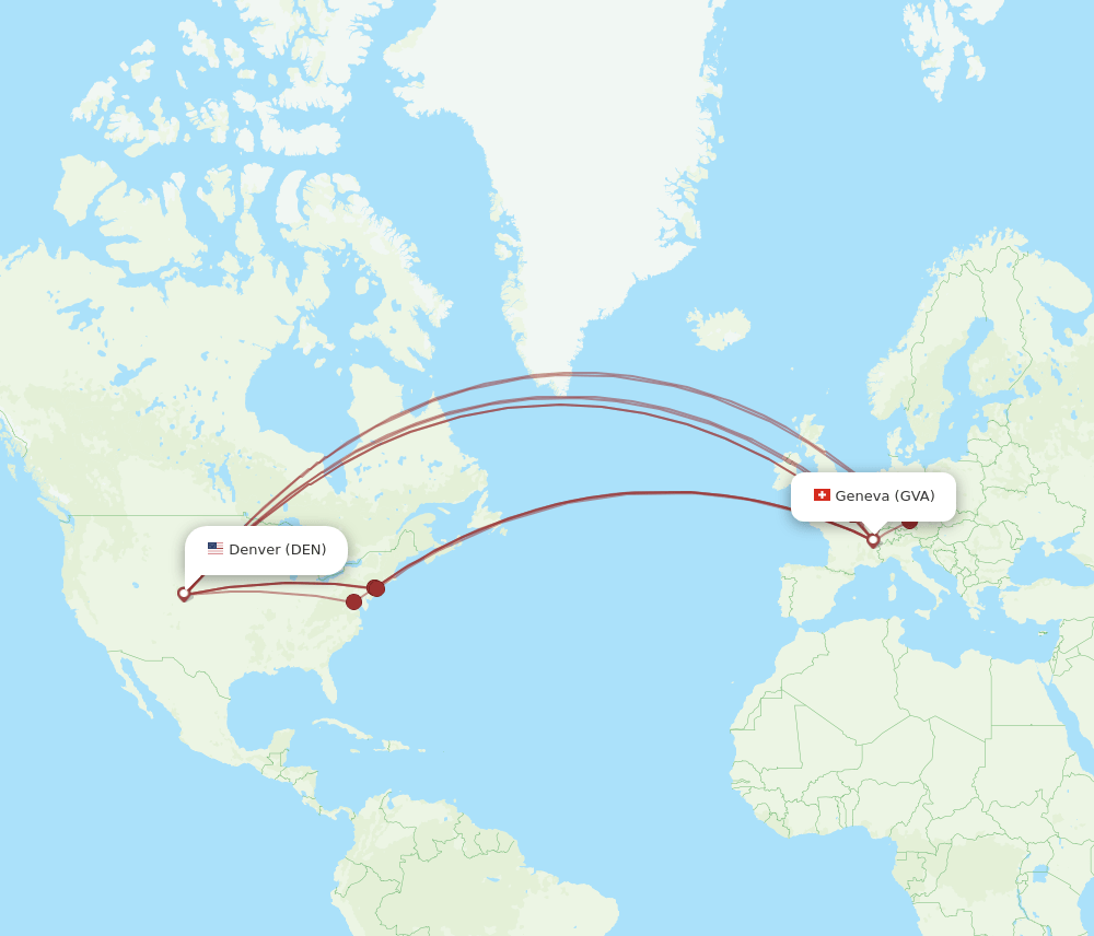 GVA to DEN flights and routes map