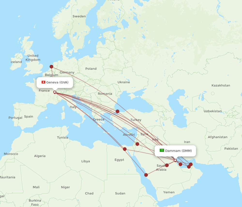 GVA-DMM flight routes