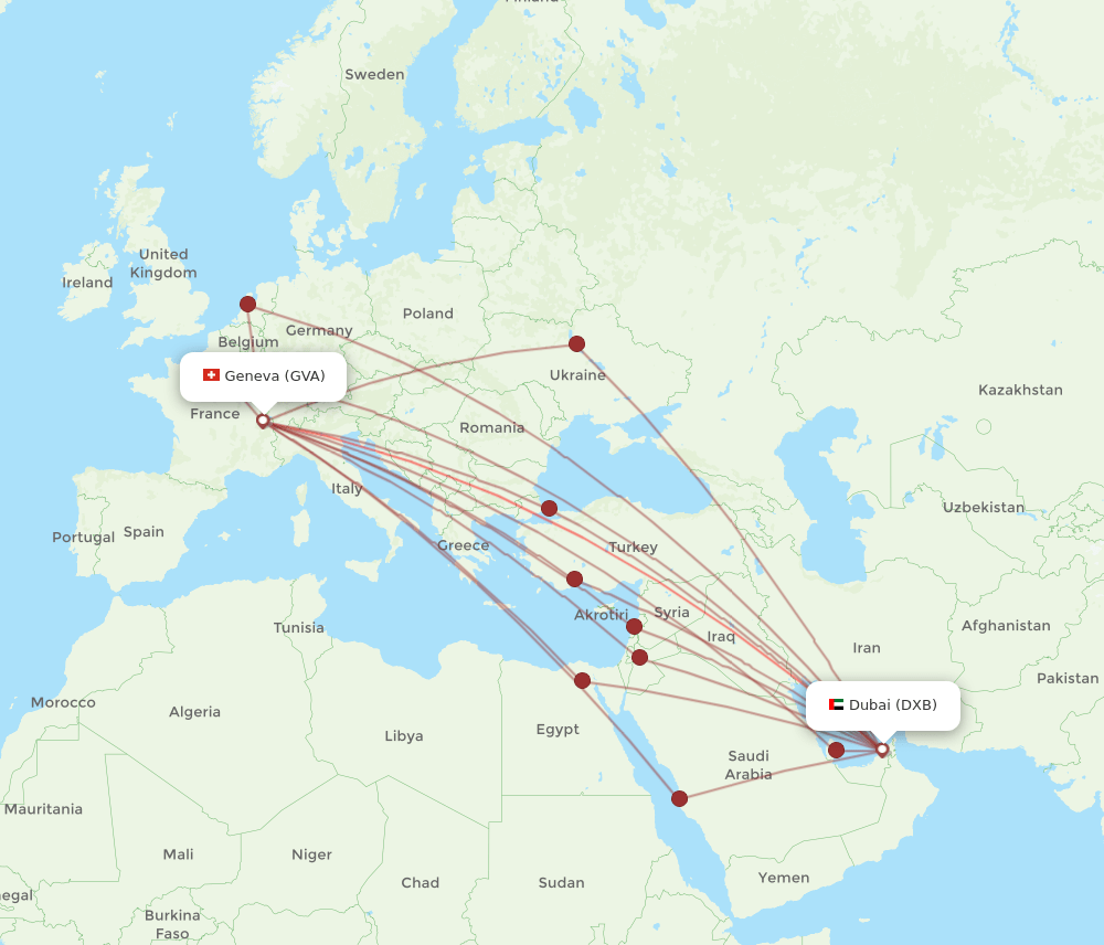GVA-DXB flight routes
