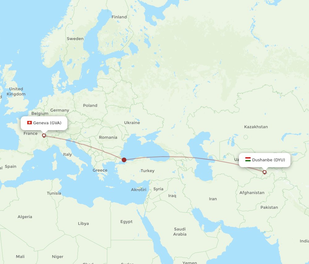 GVA-DYU flight routes