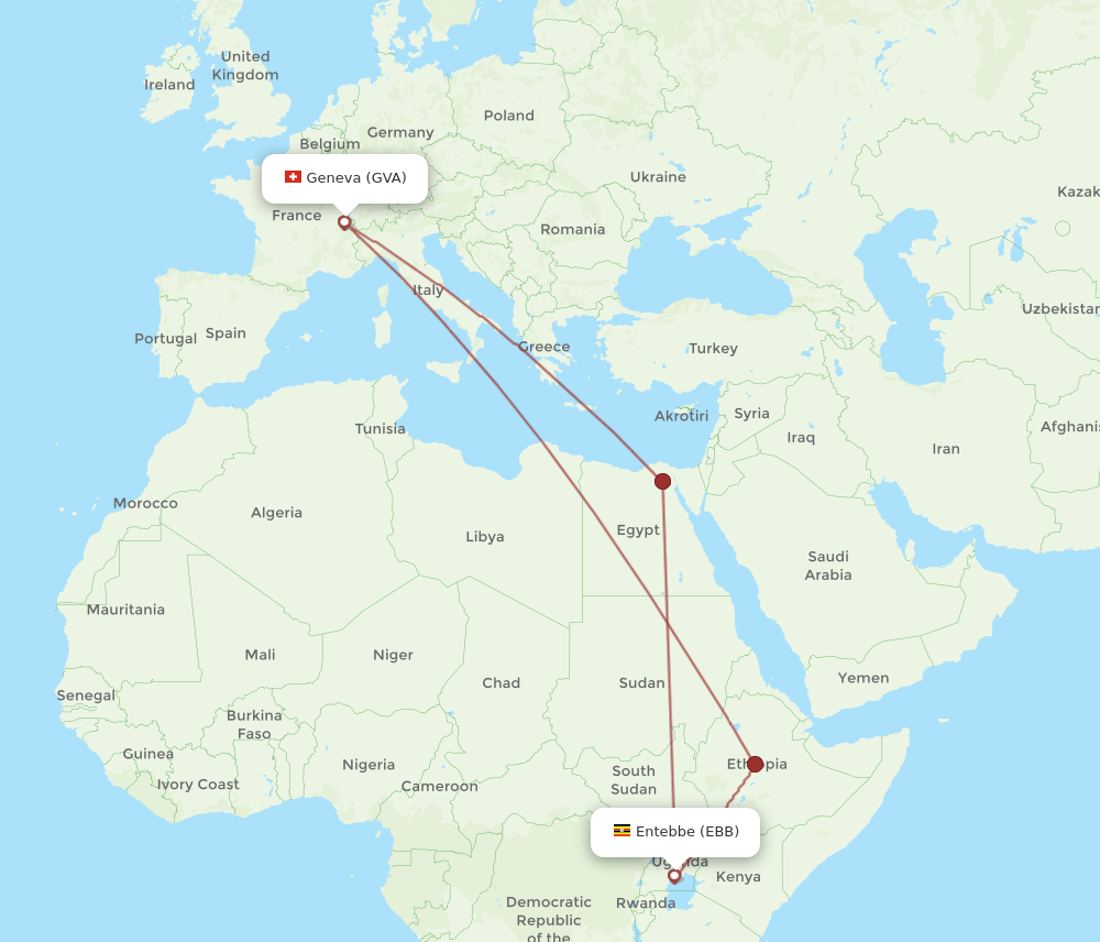 GVA-EBB flight routes