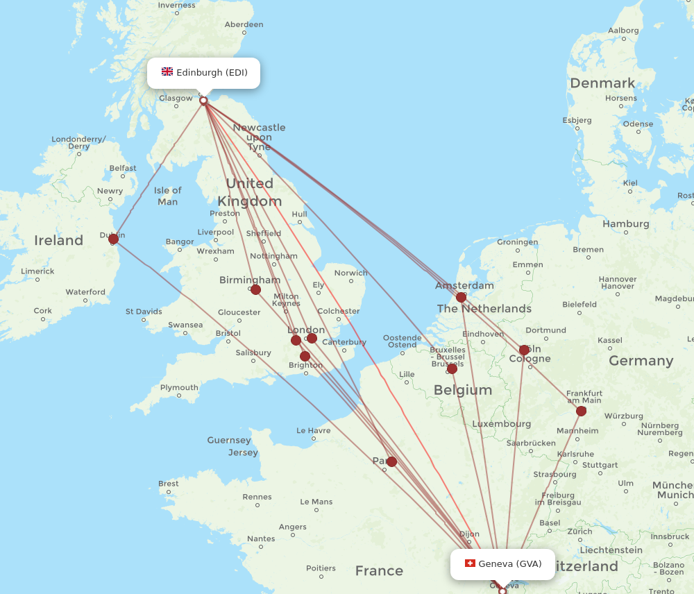 GVA to EDI flights and routes map