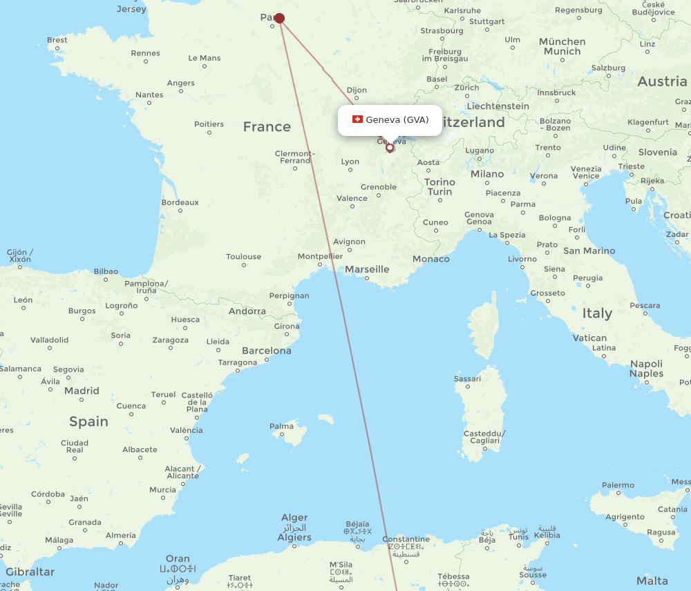 GVA to ELU flights and routes map
