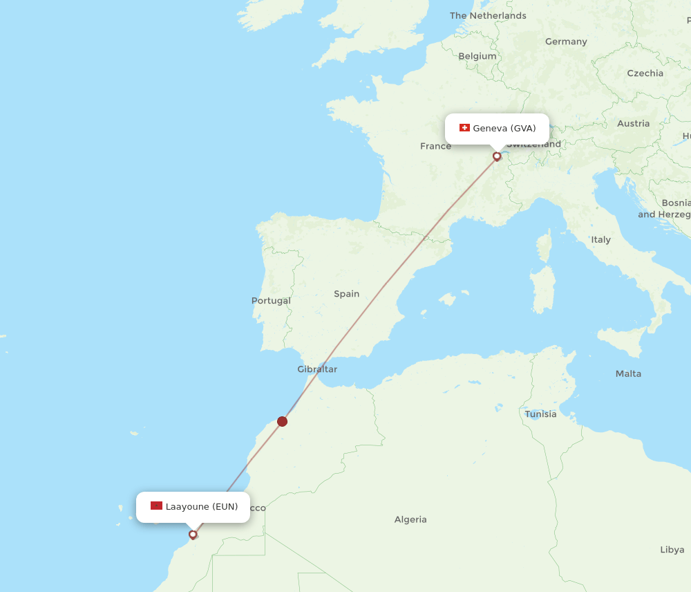 GVA to EUN flights and routes map