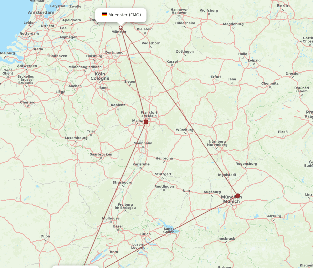 GVA to FMO flights and routes map