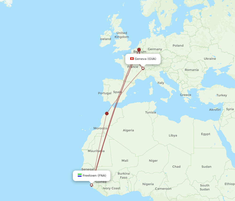 GVA-FNA flight routes