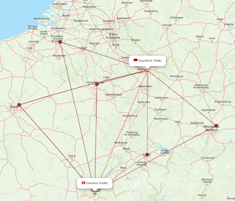 GVA to FRA flights and routes map