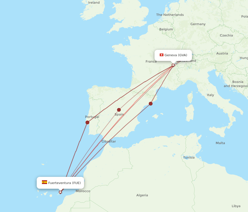 GVA-FUE flight routes