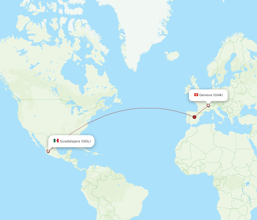 GVA-GDL flight routes