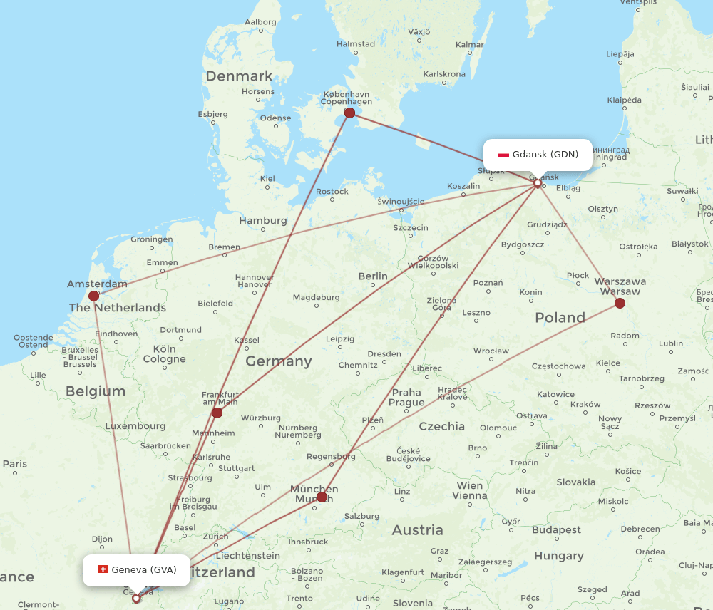 GVA-GDN flight routes