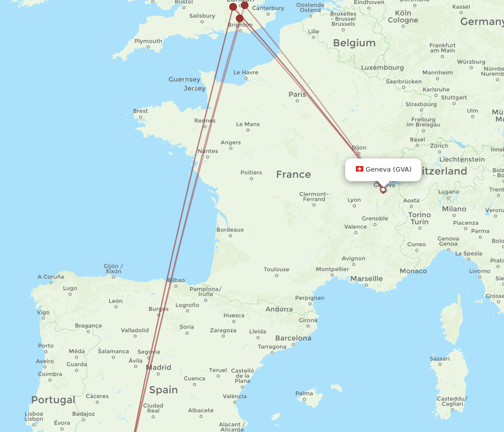 GVA to GIB flights and routes map