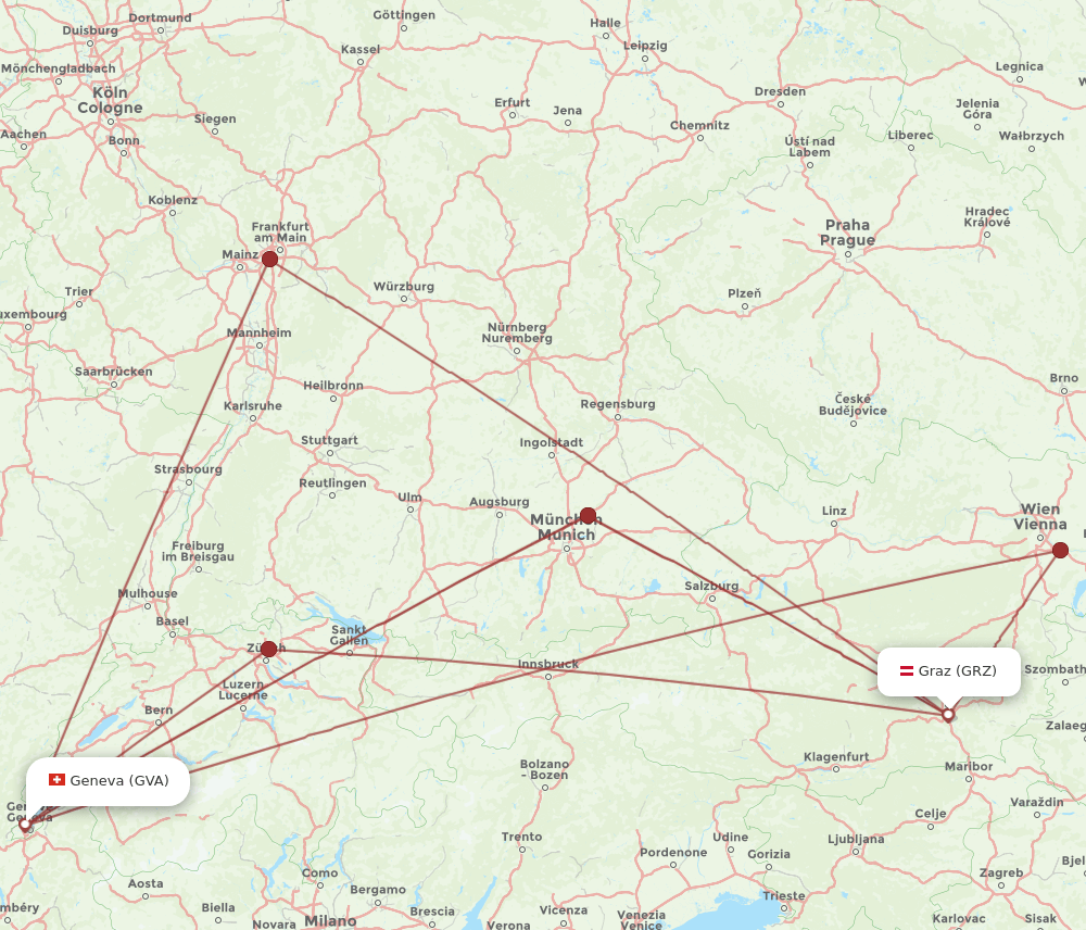GVA-GRZ flight routes