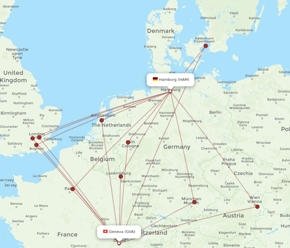 GVA-HAM flight routes