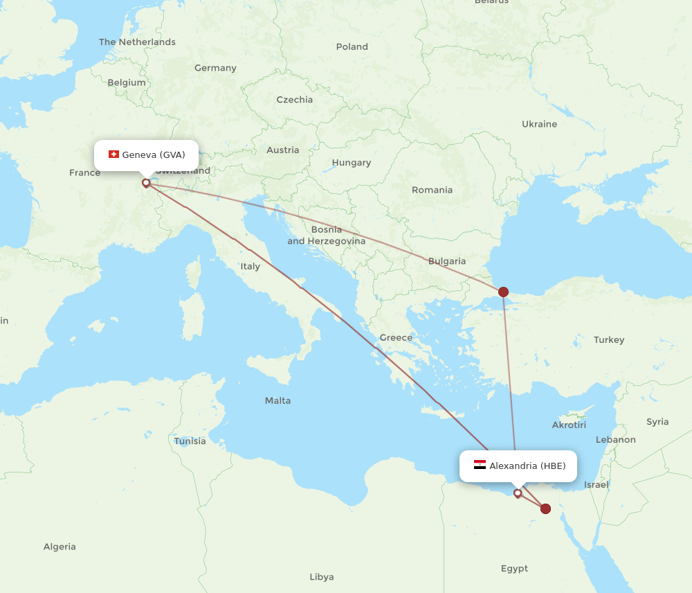 GVA to HBE flights and routes map