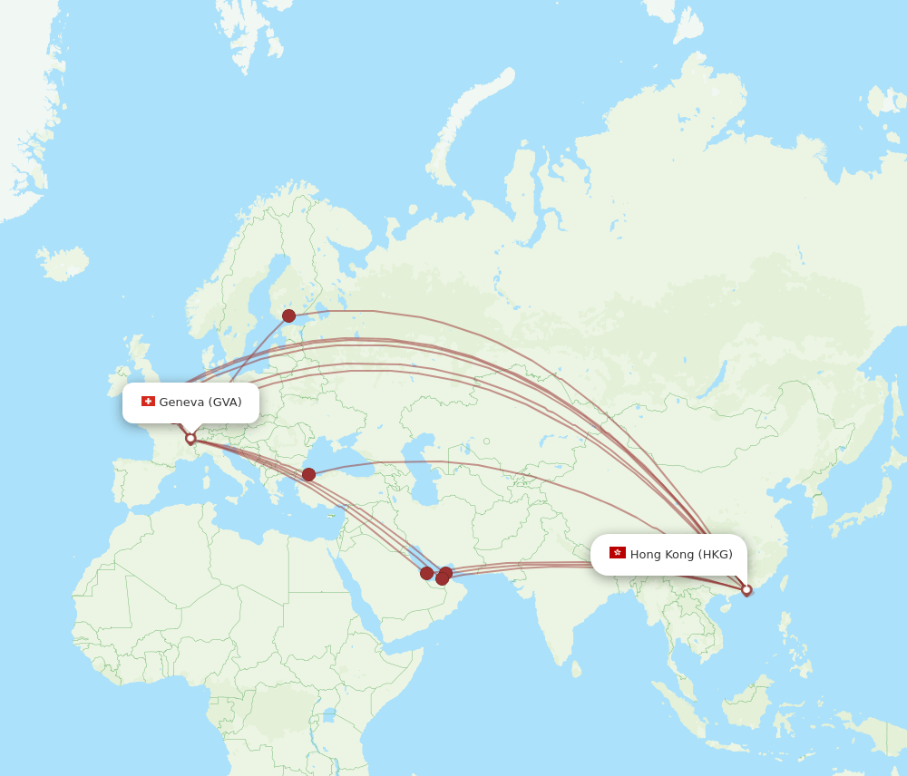 GVA-HKG flight routes