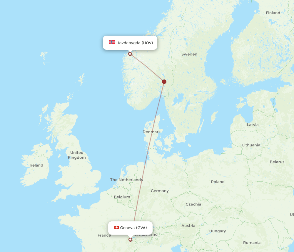 GVA to HOV flights and routes map