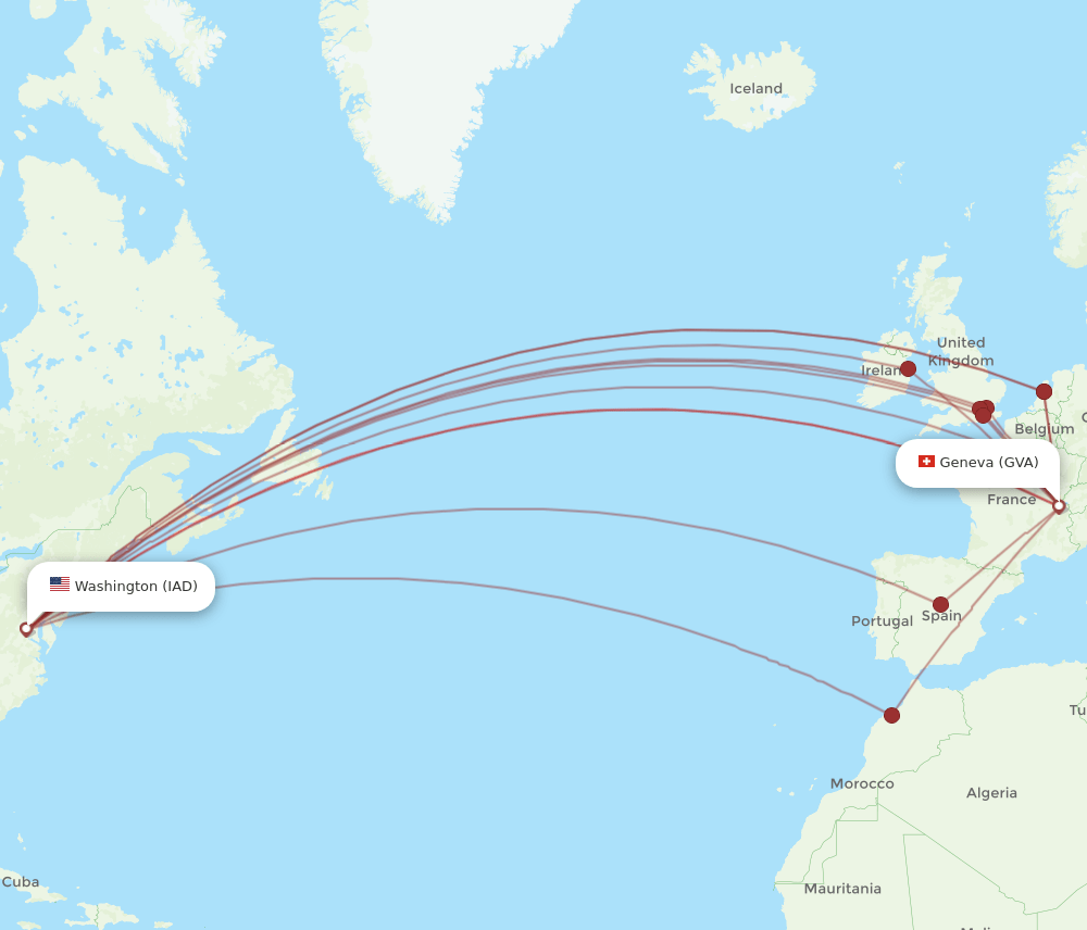 GVA-IAD flight routes