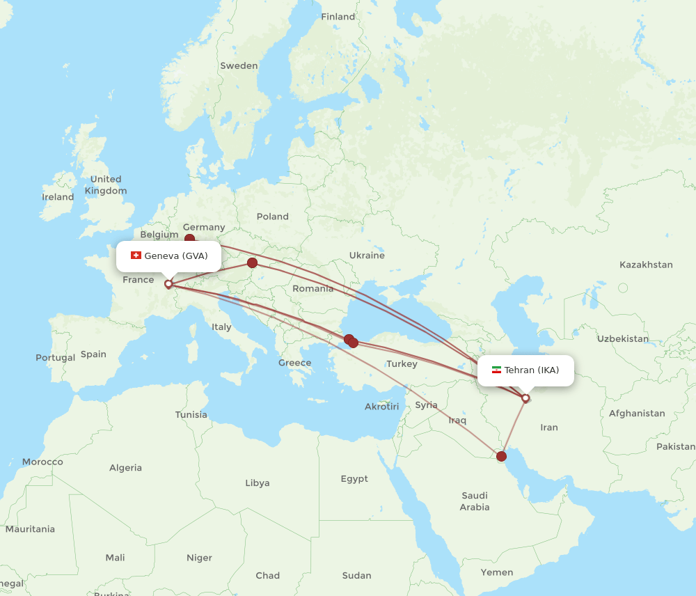 GVA-IKA flight routes