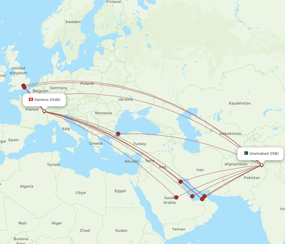 GVA-ISB flight routes