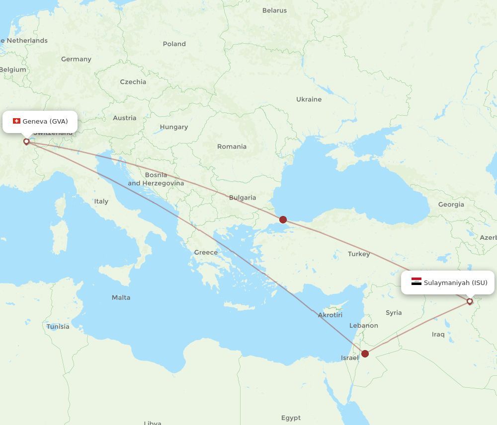 GVA to ISU flights and routes map