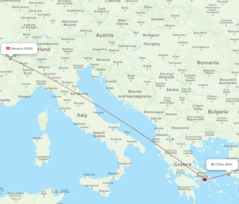 GVA to JKH flights and routes map