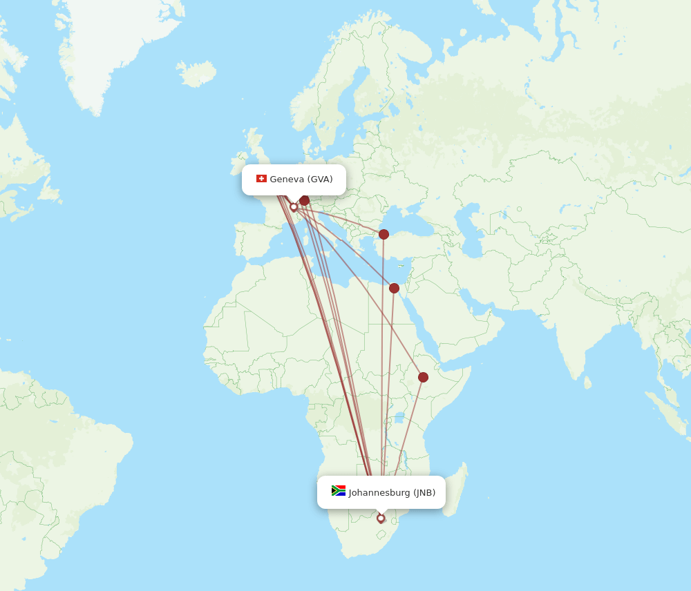 GVA-JNB flight routes