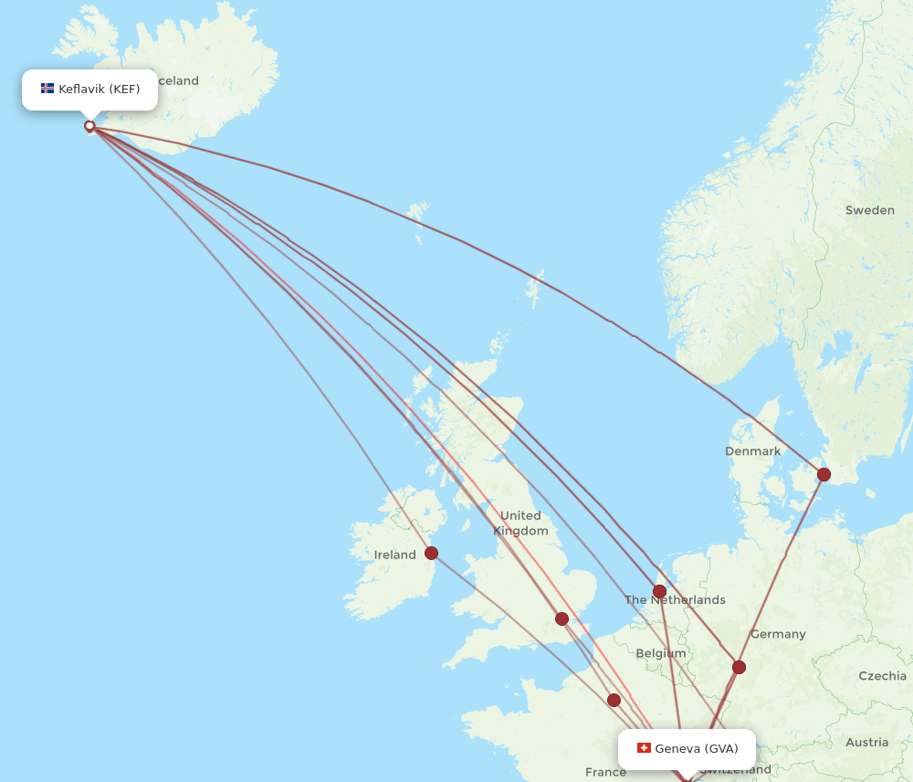GVA-KEF flight routes